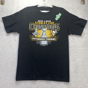Pittsburgh Penguins Shirt 2017 Stanley Cup Men M New Black NHL Hockey
